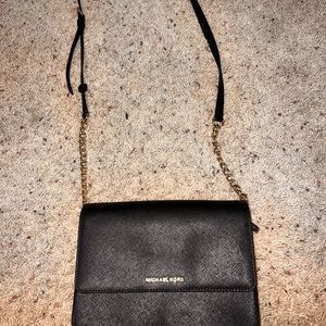 Black MK Crossbody. Chains on strap